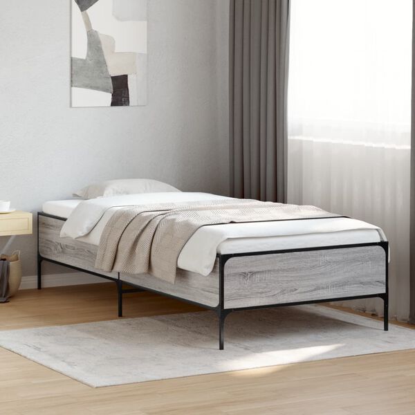 vidaXL Cadre de lit sans matelas sonoma gris 100x200 cm