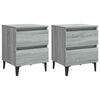 vidaXL Tables de chevet pieds en m&eacute;tal 2 pcs Sonoma gris 40x35x50 cm