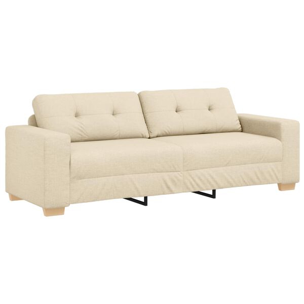 vidaXL | Sofa 3 places | avec coussin Cr&egrave;me tissu