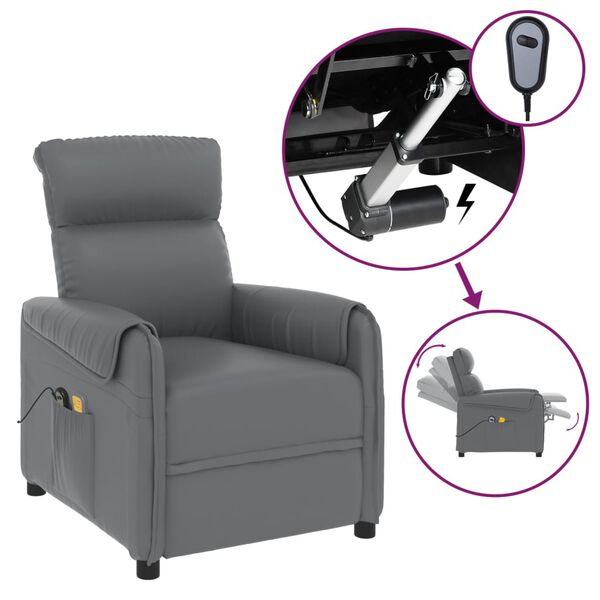 vidaXL Fauteuil de massage &eacute;lectrique Gris Similicuir