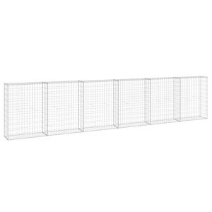 vidaXL Mur en gabion avec couvercles Acier galvanis&eacute; 300x30x100 cm