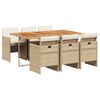 vidaXL Ensemble &agrave; manger de jardin et coussins 7 pcs beige poly rotin