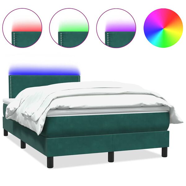 vidaXL Sommier &agrave; lattes de lit et matelas et LED vert fonc&eacute; 120x210cm velours