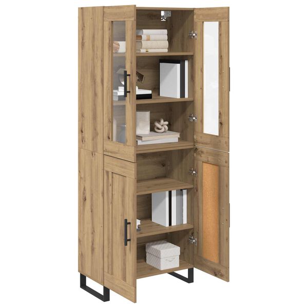 vidaXL Haut Armoire 2 pcs Ch&ecirc;ne artisanal Bois Agglom&eacute;r&eacute; et Verre