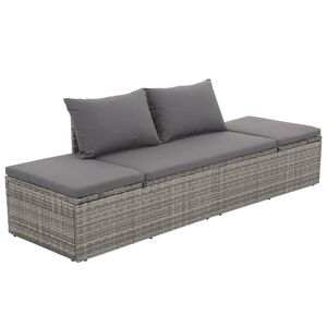 vidaXL Lit de jardin Gris 195x60 cm R&eacute;sine tress&eacute;e