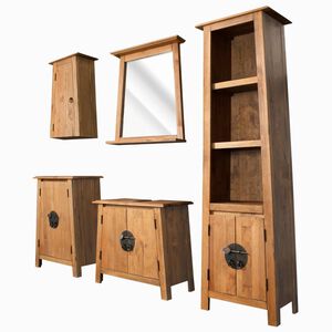 vidaXL Ensemble de salle de bains 5 pcs Pin&egrave;de solide