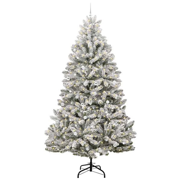 vidaXL Sapin de No&euml;l artificiel Vert et blanc 300 cm PVC et m&eacute;tal