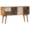 vidaXL Buffet avec motif imprim&eacute; 130x30x70 cm Bois de manguier massif