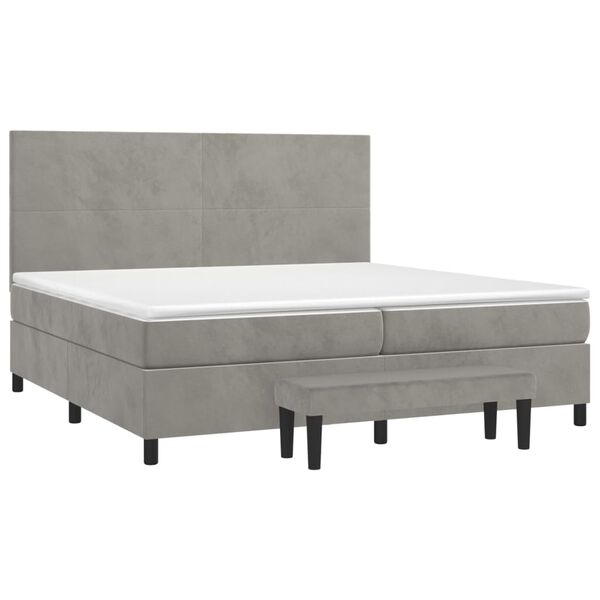 vidaXL Sommier &agrave; lattes de lit et matelas Gris clair 200x200cm Velours