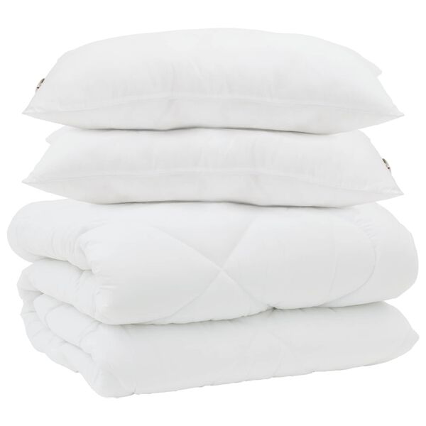 vidaXL Duvet d'hiver avec oreiller 3 pcs Blanc Microfibre