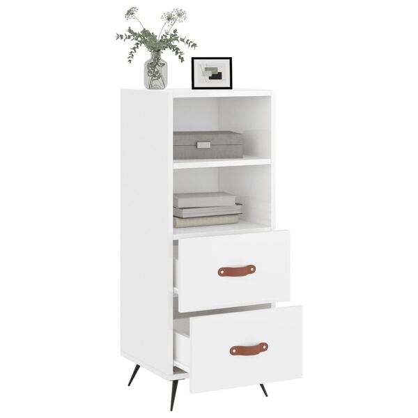 vidaXL Buffet Blanc brillant 34,5x34x90 cm Bois d'ing&eacute;nierie