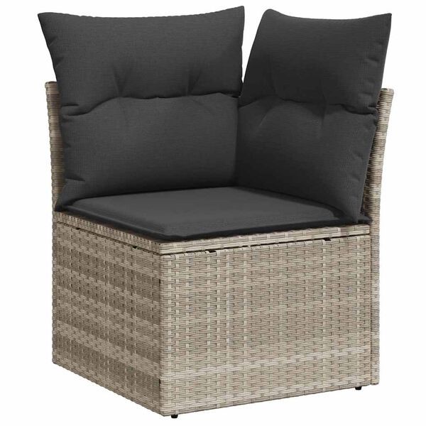 vidaXL Salon de jardin avec coussins 10 pcs gris clair r&eacute;sine tress&eacute;e