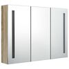vidaXL Armoire de salle de bain &agrave; miroir LED 89x14x62 cm ch&ecirc;ne