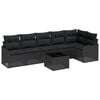 vidaXL Ensemble de canap&eacute; de jardin 7 pc Noir polyrotin