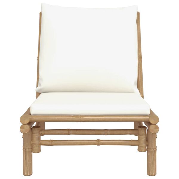 vidaXL Chaises de jardin lot de 2 avec coussins blanc crème bambou