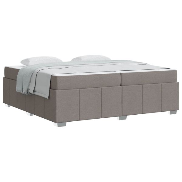 vidaXL Cadre de lit avec matelas Taupe 200 x 200 cm tissu