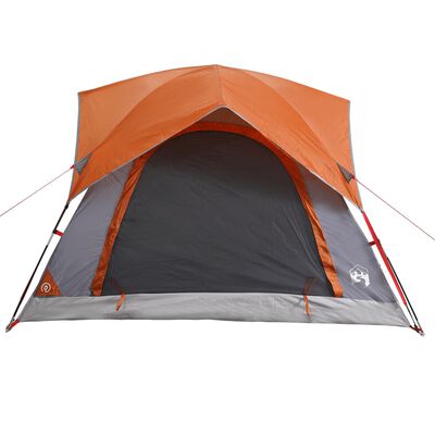 vidaXL Tente de camping de cabine 4 personnes gris orange imperméable