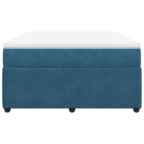 vidaXL Sommier &agrave; lattes de lit et matelas Bleu fonc&eacute; 140x190cm Velours