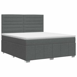 vidaXL Lit boxspring avec matelas Gris fonc&eacute; 140 x 200 cm Tissu