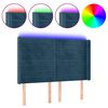 vidaXL T&ecirc;te de lit &agrave; LED Bleu fonc&eacute; 147x16x118/128 cm Velours