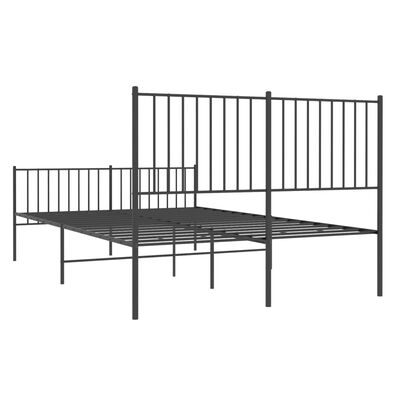 vidaXL Cadre de lit métal sans matelas avec pied de lit noir 135x190cm