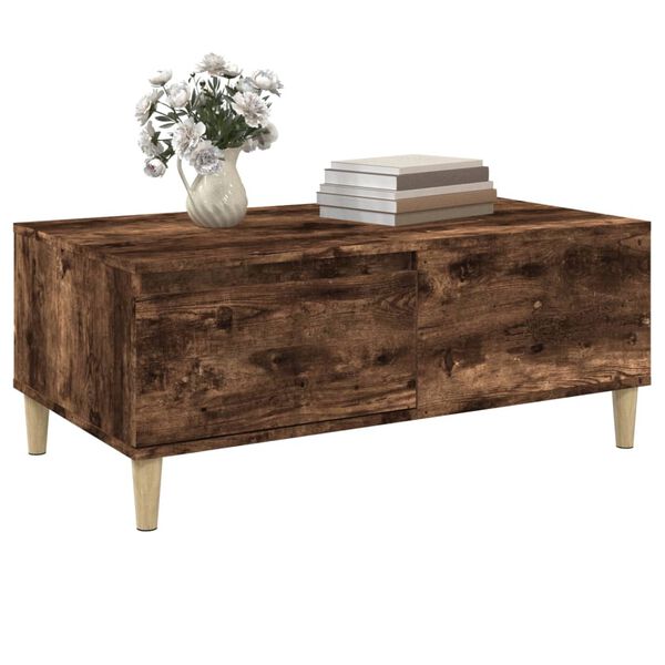 vidaXL Table basse Chêne fumé 90x50x36,5 cm Bois d'ingénierie