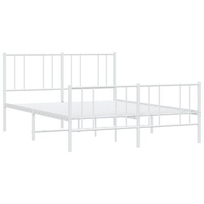 vidaXL Cadre de lit métal sans matelas et pied de lit blanc 160x200 cm