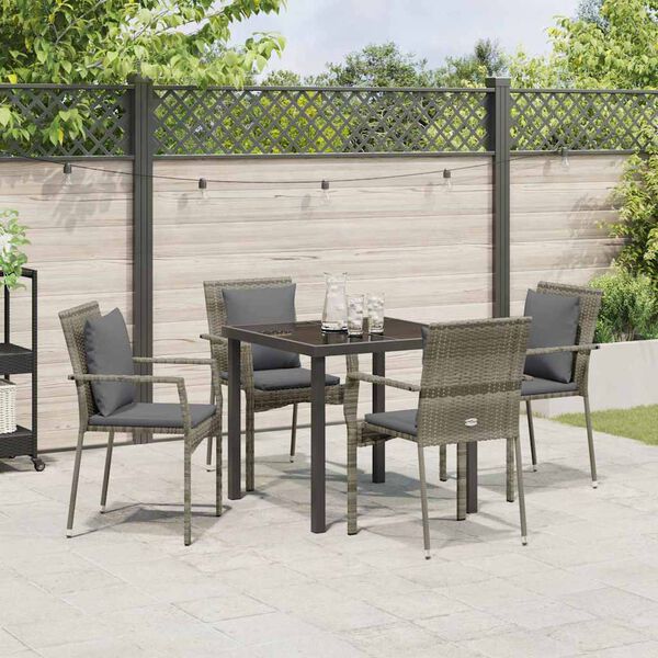 vidaXL Ensemble de salle à manger pour jardin 5 pcs Gris polyrotin
