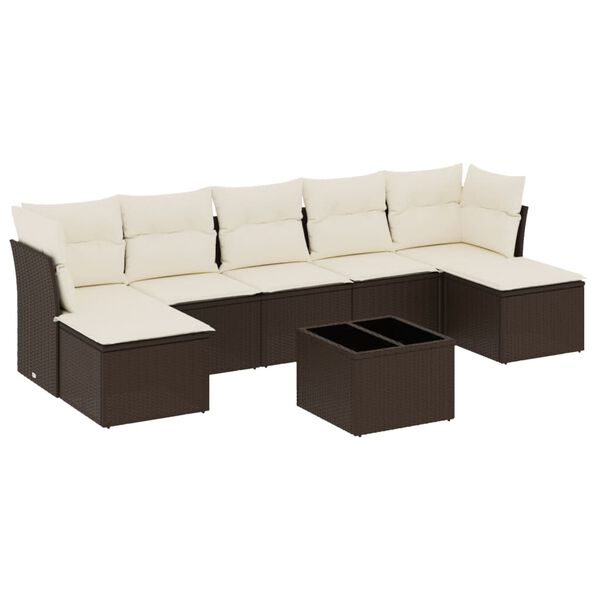 vidaXL Salon de jardin 8 pcs avec coussins marron r&eacute;sine tress&eacute;e