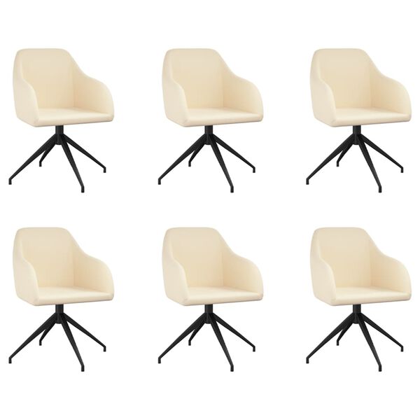 vidaXL Chaises &agrave; manger lot de 6 cr&egrave;me velours