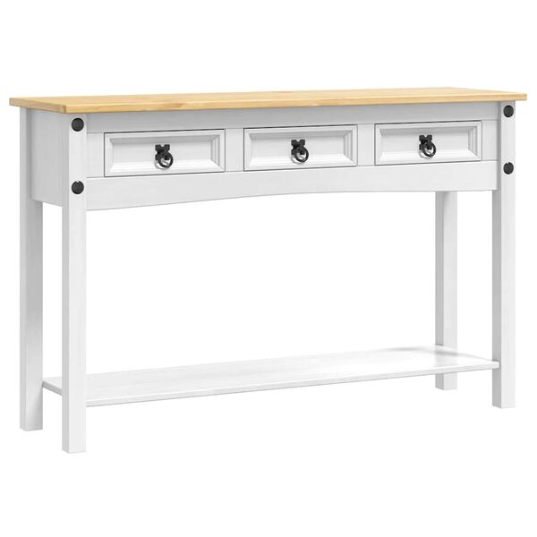 vidaXL Table d'appoint avec tiroir Blanc 114 x 34,5 x 73 cm Pin massif