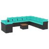 vidaXL Salon de jardin avec coussins 12 pcs noir r&eacute;sine tress&eacute;e