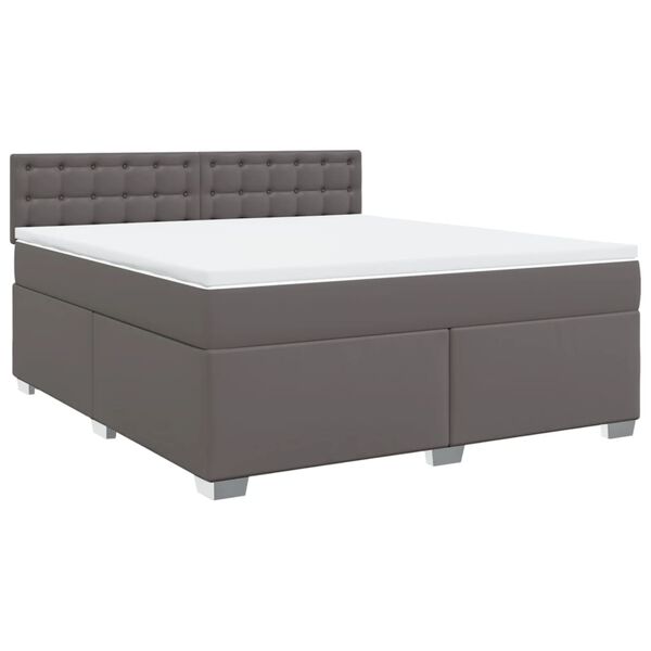 vidaXL Sommier &agrave; lattes de lit avec matelas Gris 180x200 cm Similicuir