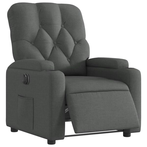 vidaXL Fauteuil inclinable &eacute;lectrique Gris fonc&eacute; Tissu