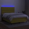 vidaXL Sommier &agrave; lattes de lit et matelas et LED Vert 140x200 cm Tissu
