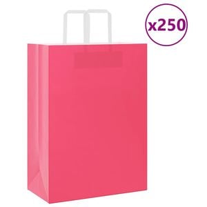 vidaXL Sacs en papier 250 pcs avec poign&eacute;es rose 32x17x44 cm
