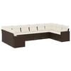 vidaXL Salon de jardin 10 pcs avec coussins marron r&eacute;sine tress&eacute;e