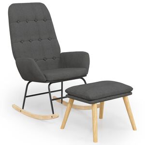 vidaXL Chaise &agrave; bascule avec repose-pied Gris fonc&eacute; Tissu