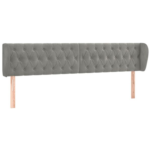 vidaXL T&ecirc;te de lit avec oreilles Gris clair 203x23x78/88 cm Velours