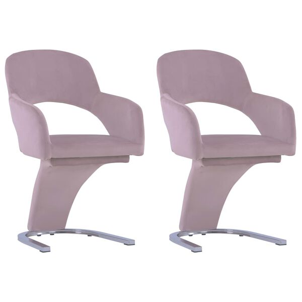 vidaXL Chaises &agrave; manger lot de 2 Rose Velours