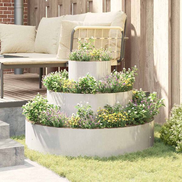 vidaXL Cache-pot de jardin Argent 90 x 90 x 20 cm Acier inoxydable