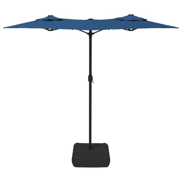 vidaXL Parasol de jardin &agrave; double t&ecirc;te bleu azur&eacute; 316x145 cm