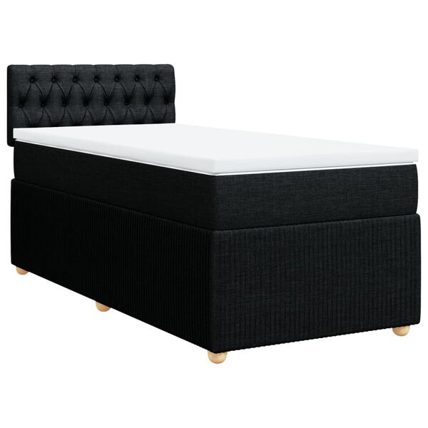 vidaXL Sommier &agrave; lattes de lit avec matelas Noir 90x190 cm Tissu