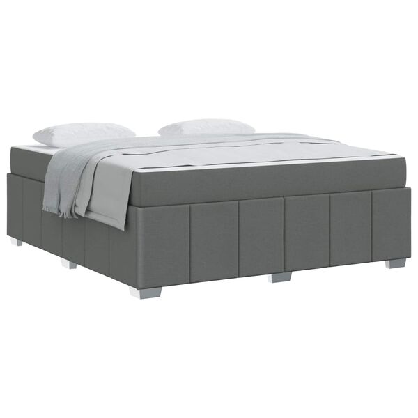 vidaXL Cadre de lit avec matelas Gris fonc&eacute; 180 x 200 cm tissu