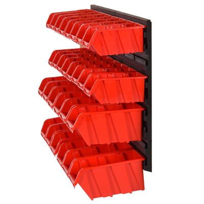 vidaXL Ensemble d'étagères d'atelier 30 pcs Rouge et noir 77x39 cm PP