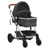 vidaXL Poussette pour b&eacute;b&eacute; 3-en-1 Gris fonc&eacute; Aluminium