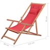 vidaXL Chaise pliable de plage Tissu et cadre en bois Rouge