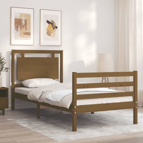 vidaXL Cadre de lit sans matelas marron miel bois massif