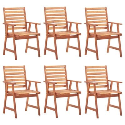 vidaXL Chaises à manger d'extérieur lot de 6 et coussins Acacia massif