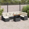 vidaXL Ensemble de canap&eacute; de jardin avec coussin 9 pcs Noir et cr&egrave;me